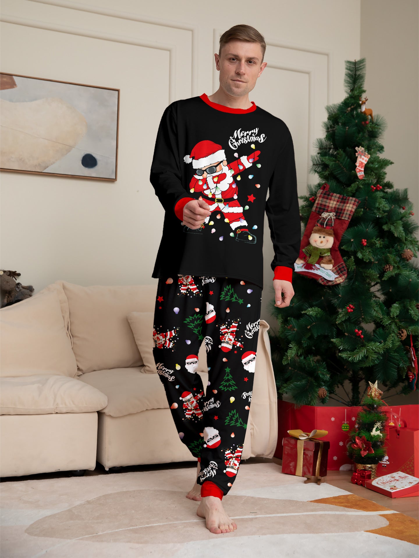 Black Christmas Pajamas Women – Adults Matching Holiday Sleepwear
