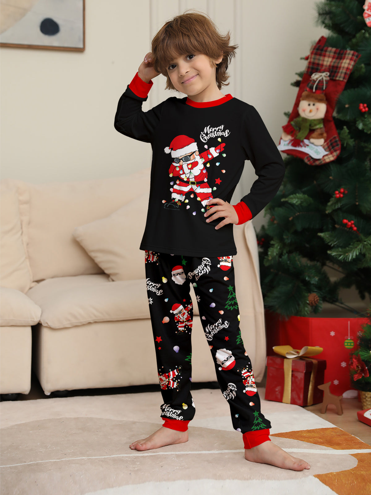 Black Dog Christmas Pajamas – Matching Pet Holiday Outfit to Match the Family