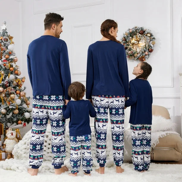 Blue Elk Elf Christmas Pajamas Family Photo – Cozy Holiday Sleepwear for the Whole Family