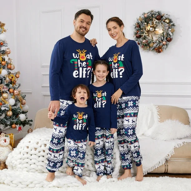 Blue Elk Elf Matching Family Christmas Pajamas – Holiday Sleepwear Main View