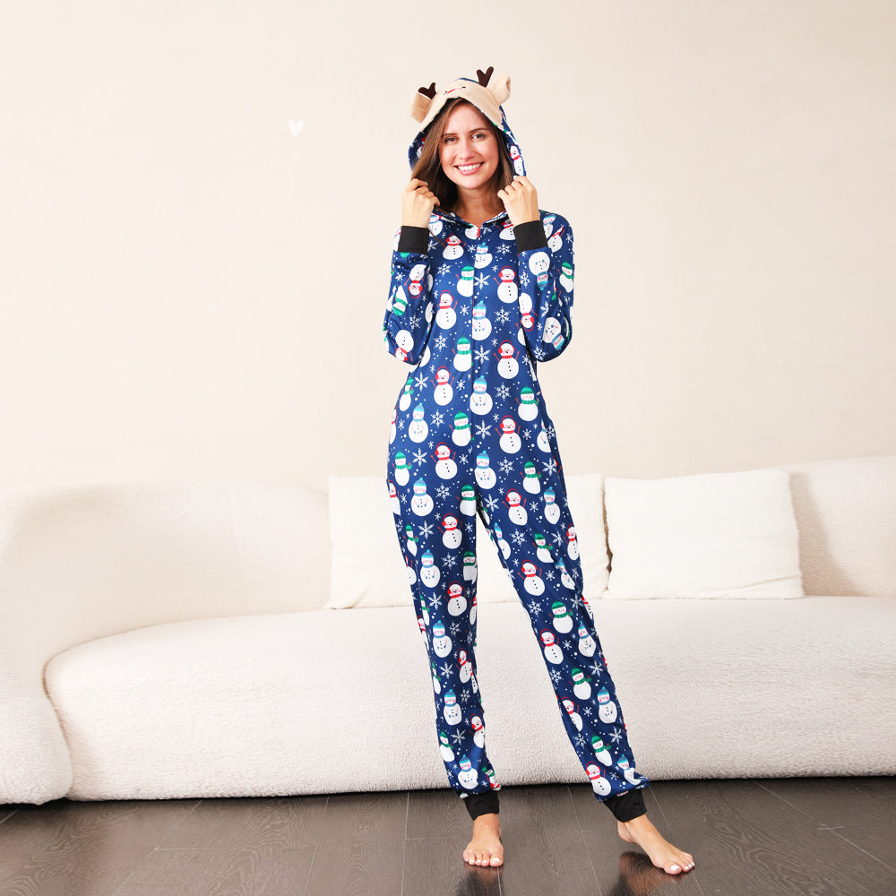 Blue Snowman Christmas Onesies Family Photo – Cozy Holiday Sleepwear for the Whole Family