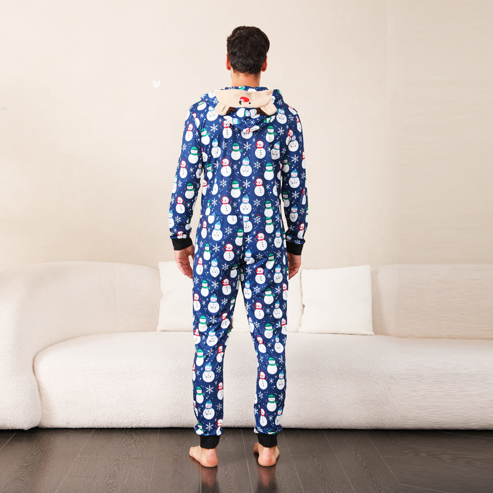 Blue Snowman Kids Christmas Onesies – Matching Holiday Sleepwear for Boys and Girls