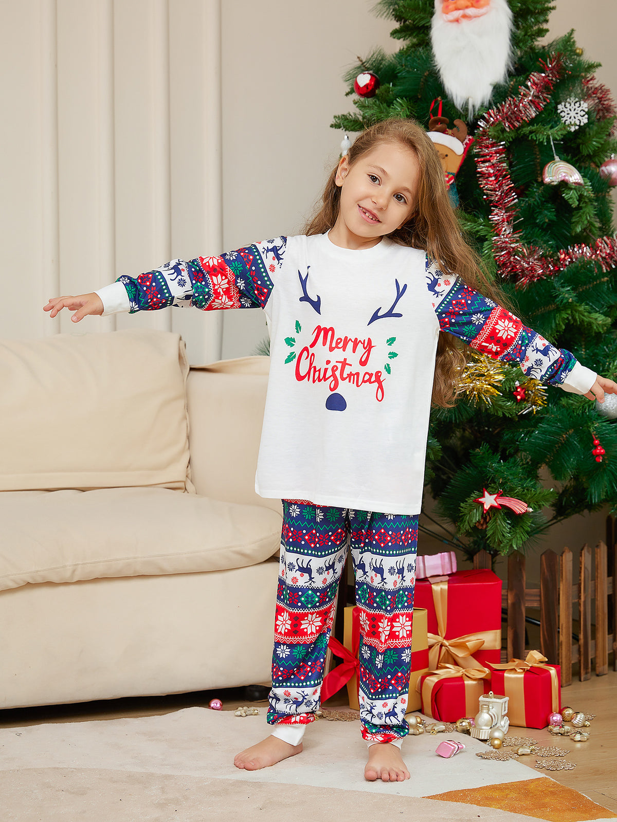 Christmas Checkered Deer Pajamas Size Chart – Adults Kids Baby and Dog Sizes Available