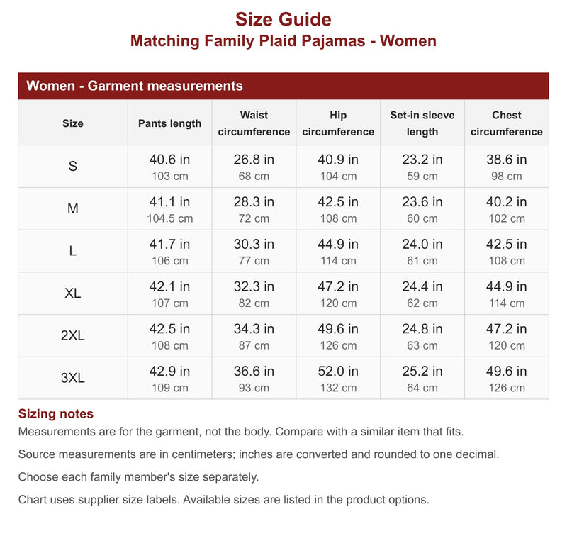 Size Chart 1