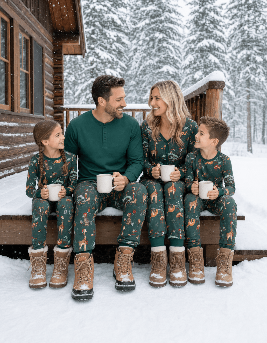 Pyjamas de Noël assortis pour toute la famille à motifs d'adorables animaux de Noël – Bandana pour chien disponible