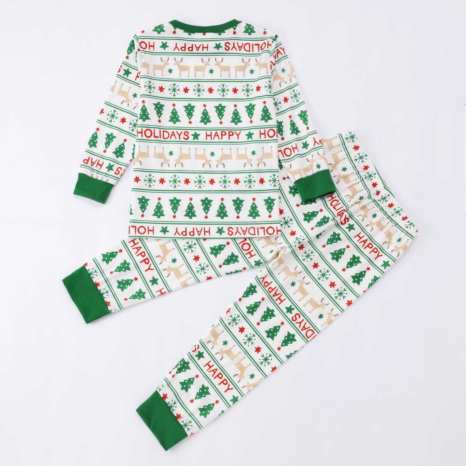 Green snowflakes Pattern Matching Family Christmas Pajamas