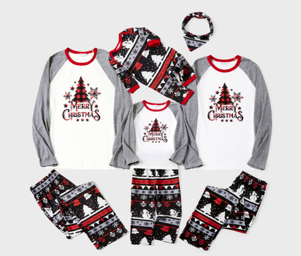 Gray White Christmas Tree Truck Family Pajamas – Adults and Kids Matching Holiday Sleepwear Lifestyle