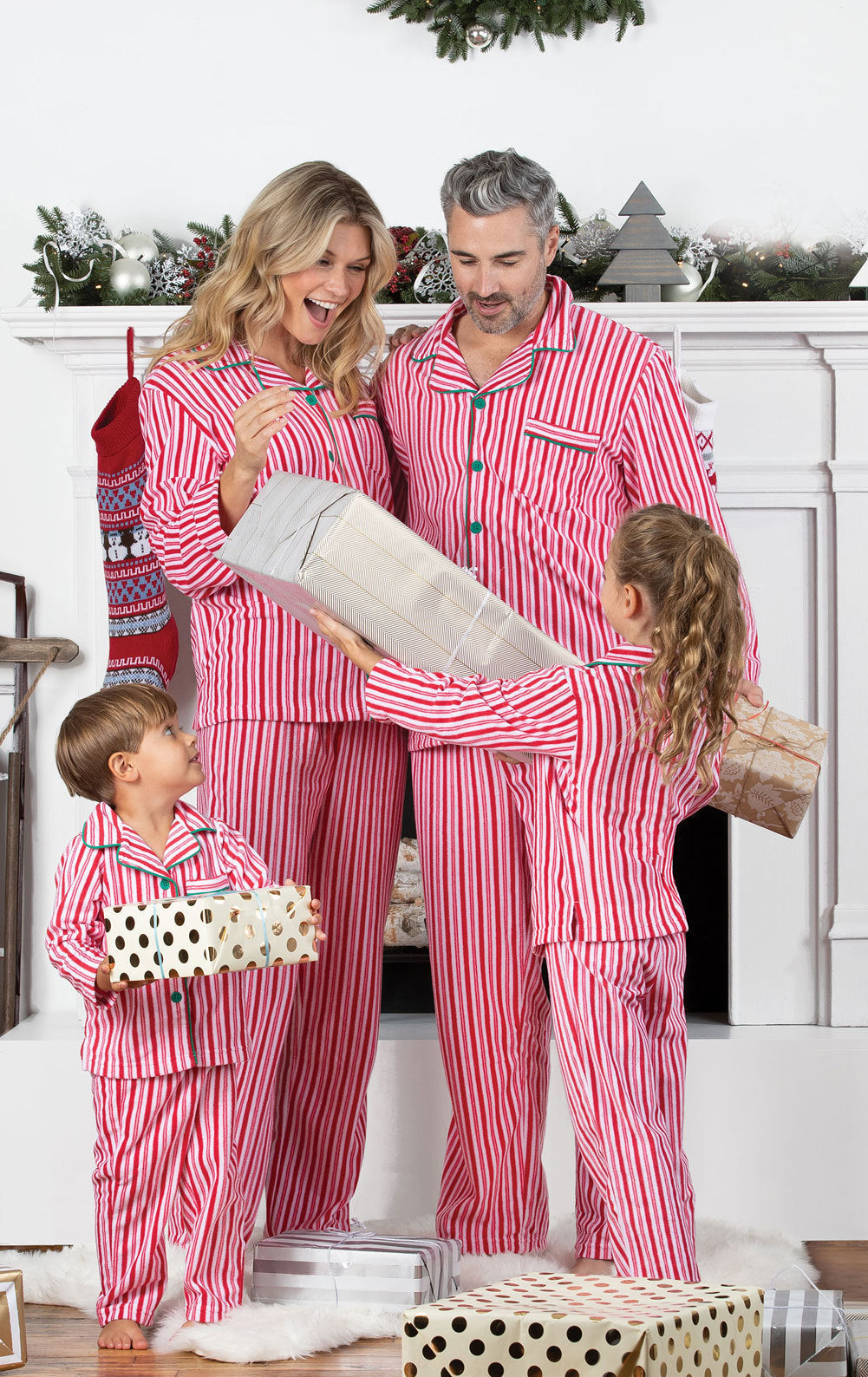 Holiday Can Striped Matching Family Christmas Pajamas with Dog Set – Holiday Sleepwear Main View