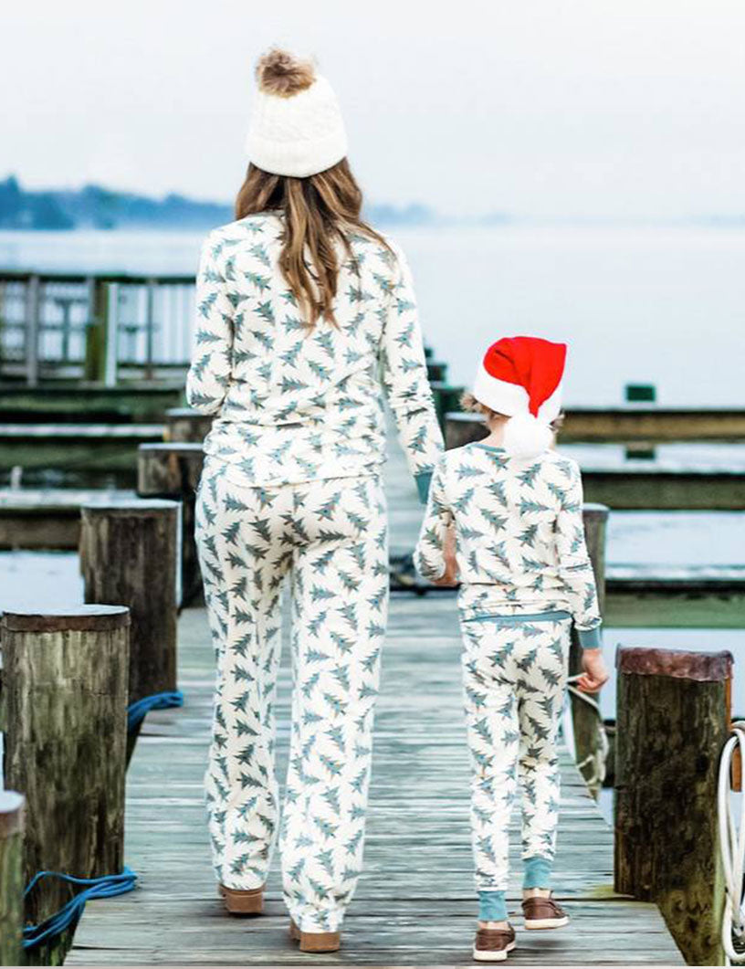 Holly Trees Matching Family Christmas Pajamas with Dog Set – Holiday Sleepwear Main View