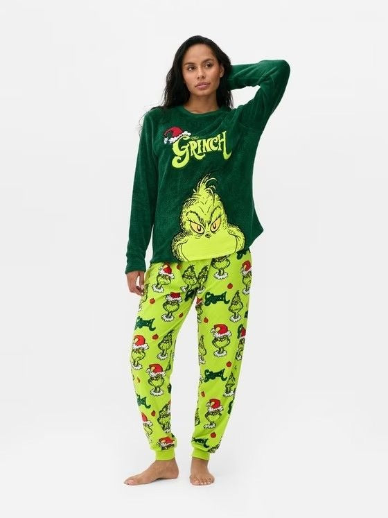 Cute Green Grinch Matching Family Christmas Pajamas