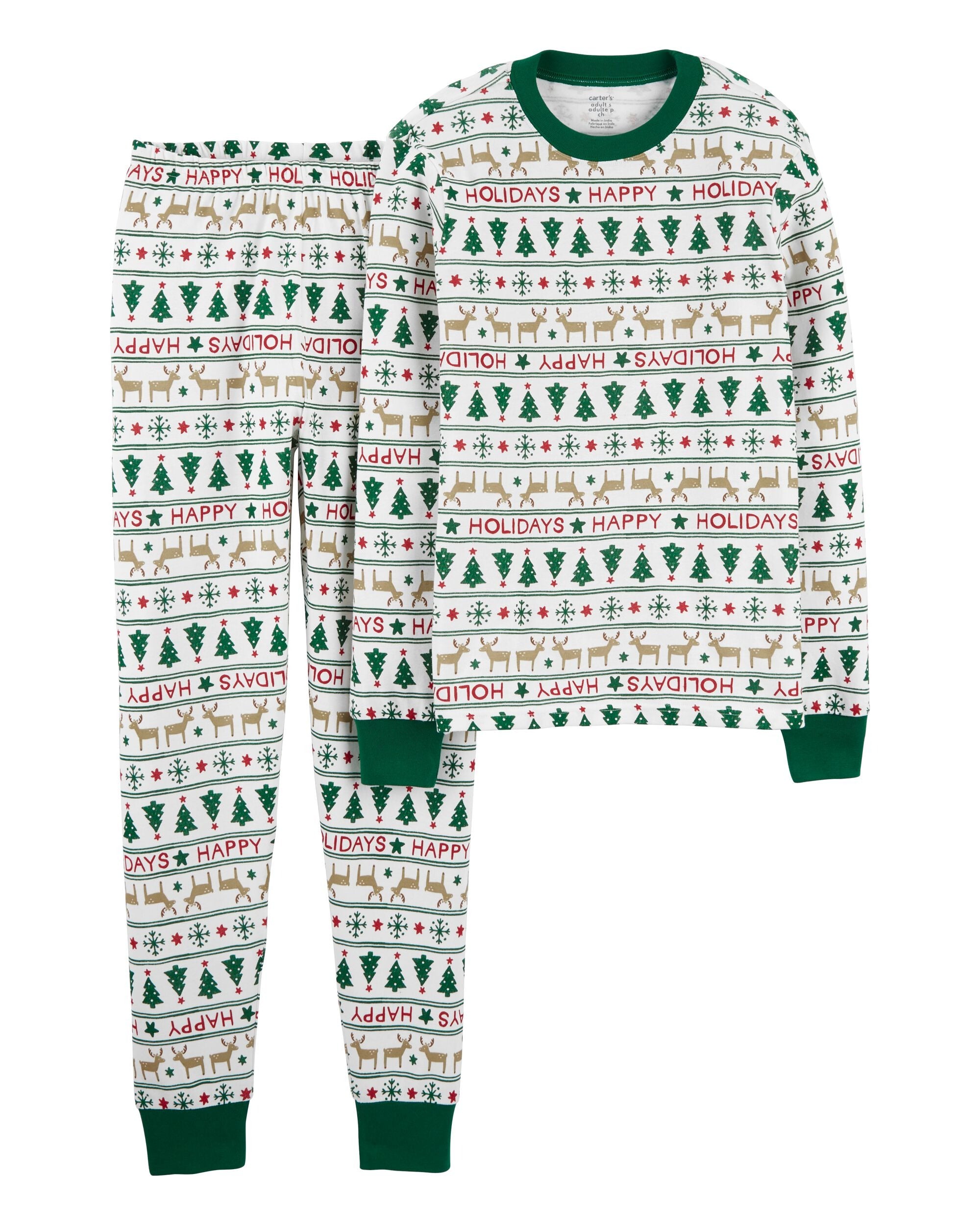 Green snowflakes Pattern Matching Family Christmas Pajamas