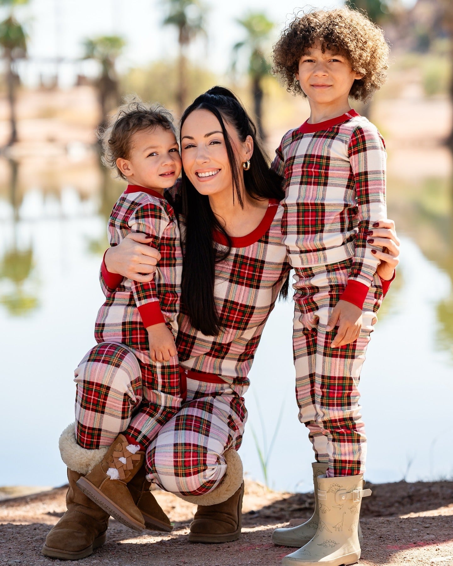 Tartan Plaid Matching Family Christmas Pajamas-Dog Pajamas Included