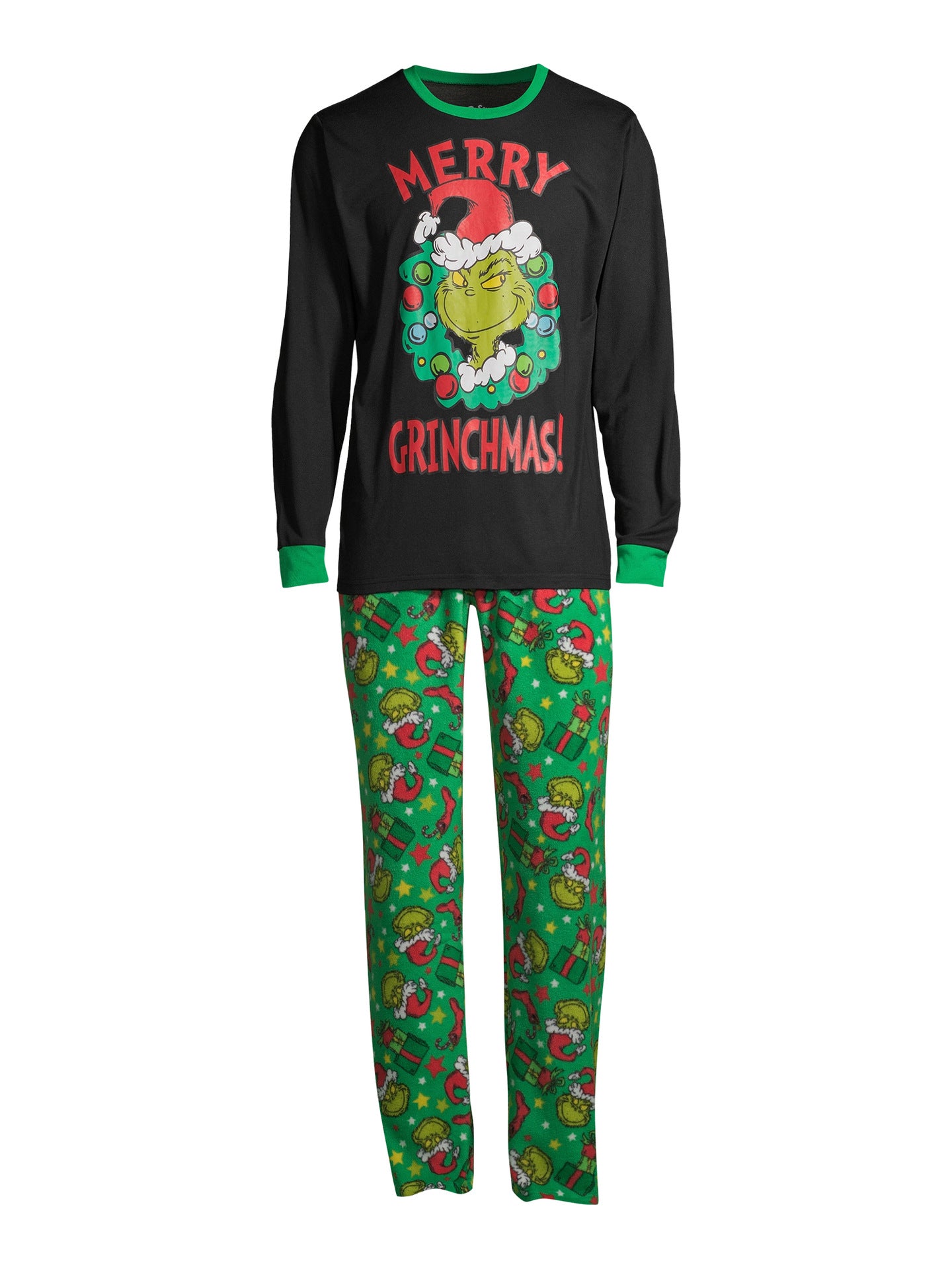 Green Grinch Print Matching Family Christmas Pajamas