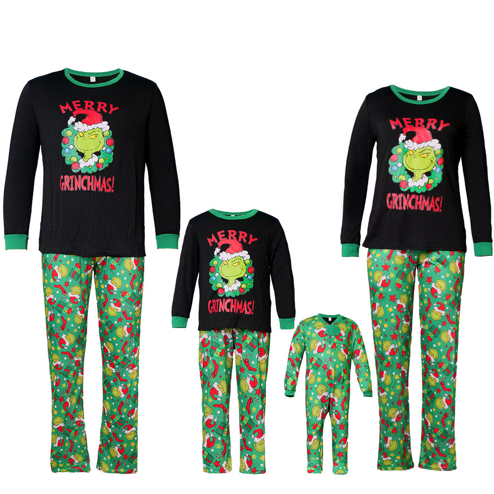 Green Grinch Print Matching Family Christmas Pajamas