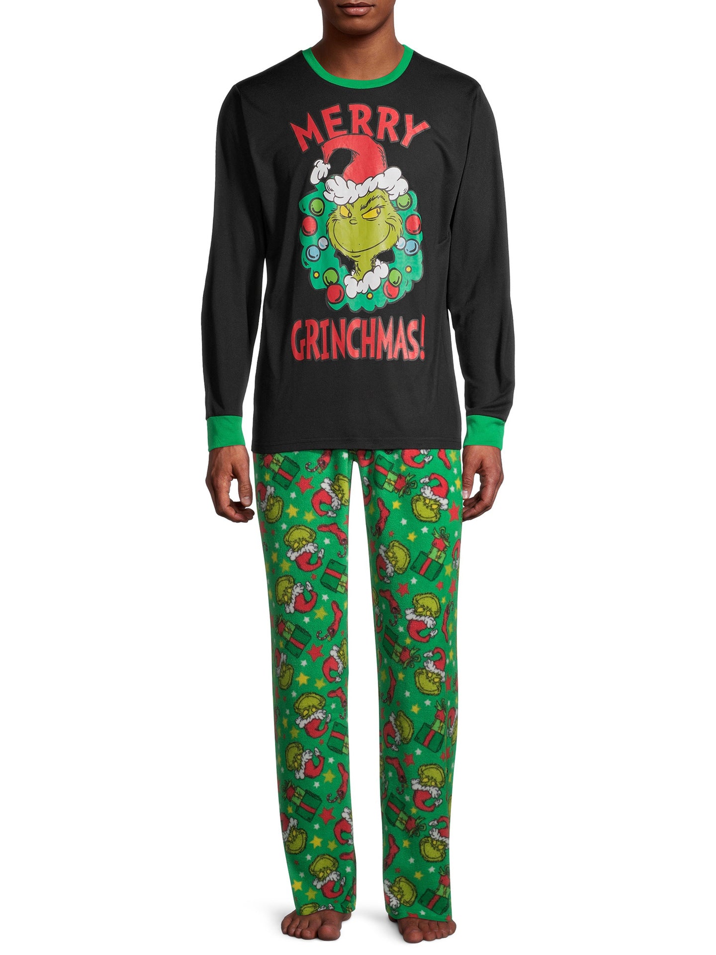Green Grinch Print Matching Family Christmas Pajamas