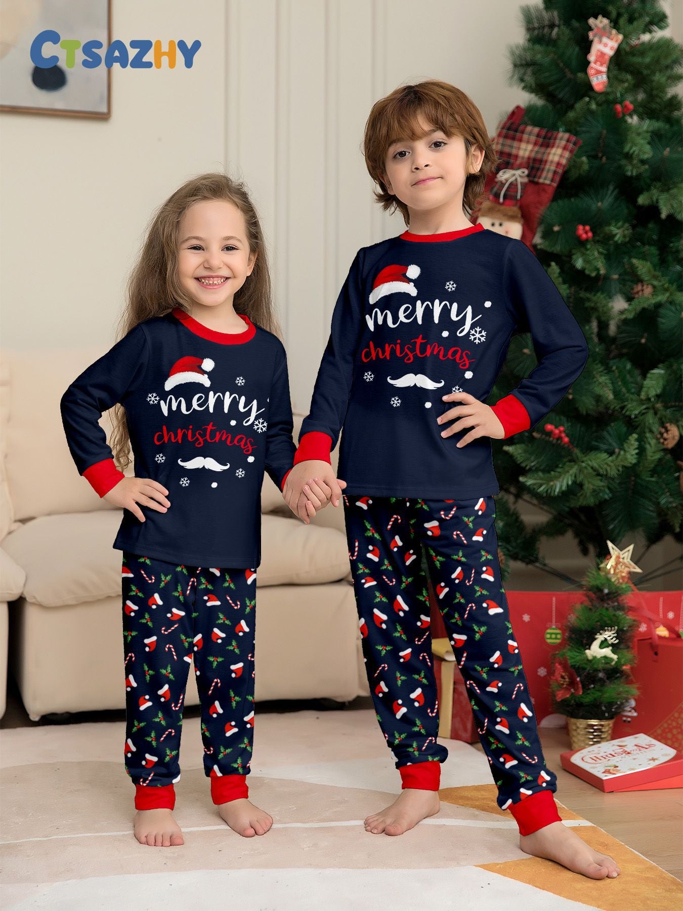 Blue Holidy Matching Family Christmas Pajamas | Adults, Kids & Dog Pajamas