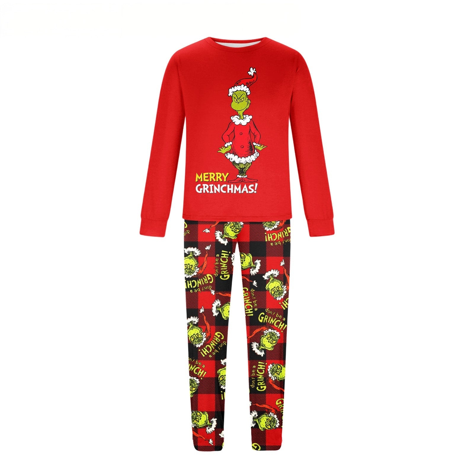Red Grinch Print Matching Family Christmas Pajamas