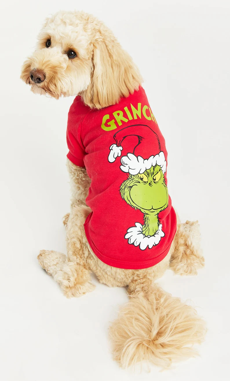 Classic Grinch Print Matching Family Christmas Pajamas-Dog Pajamas Included