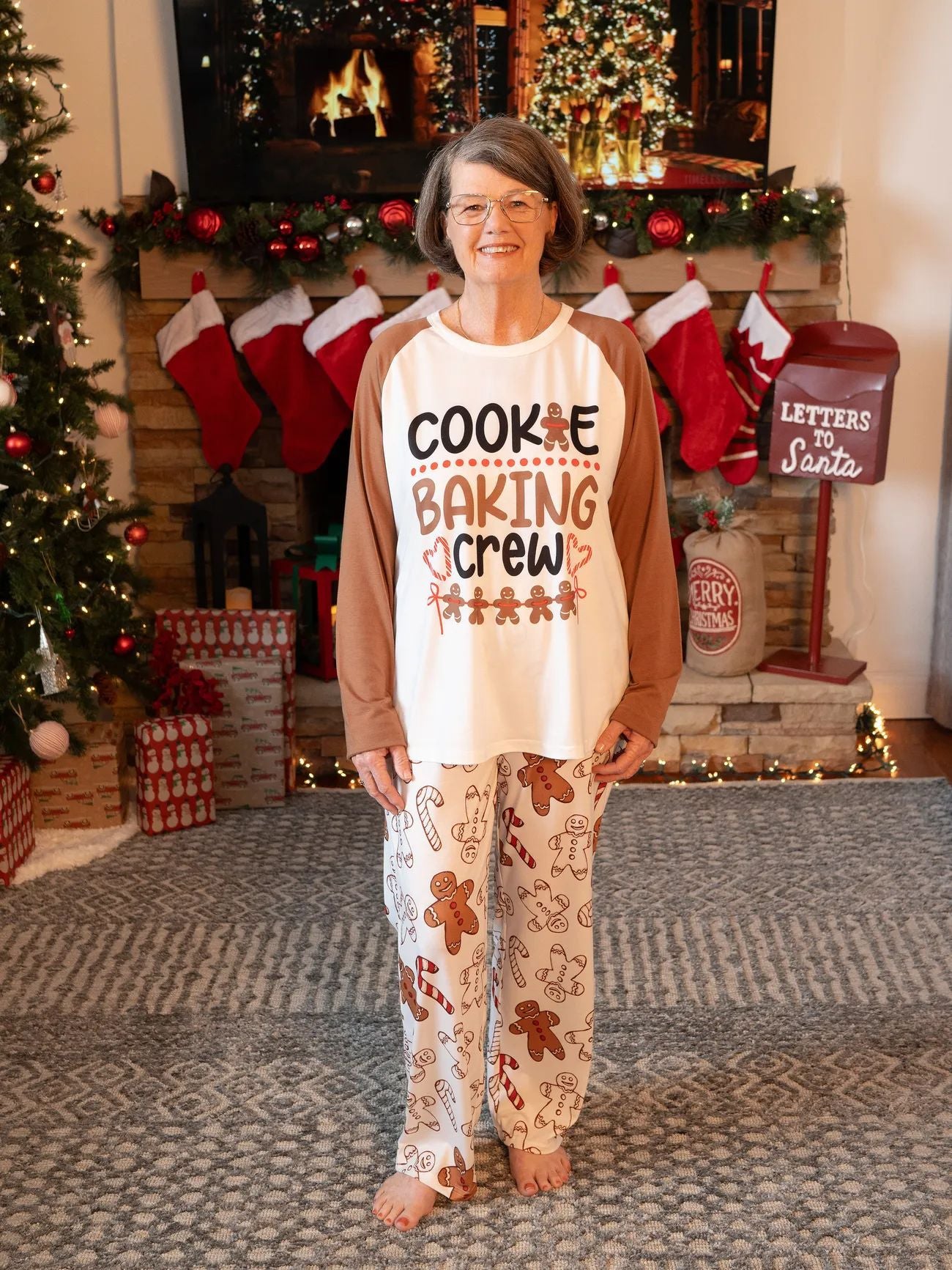 Cookies Gingerbread Pattern Matching Family Christmas Pajamas-Dog Pajamas Included
