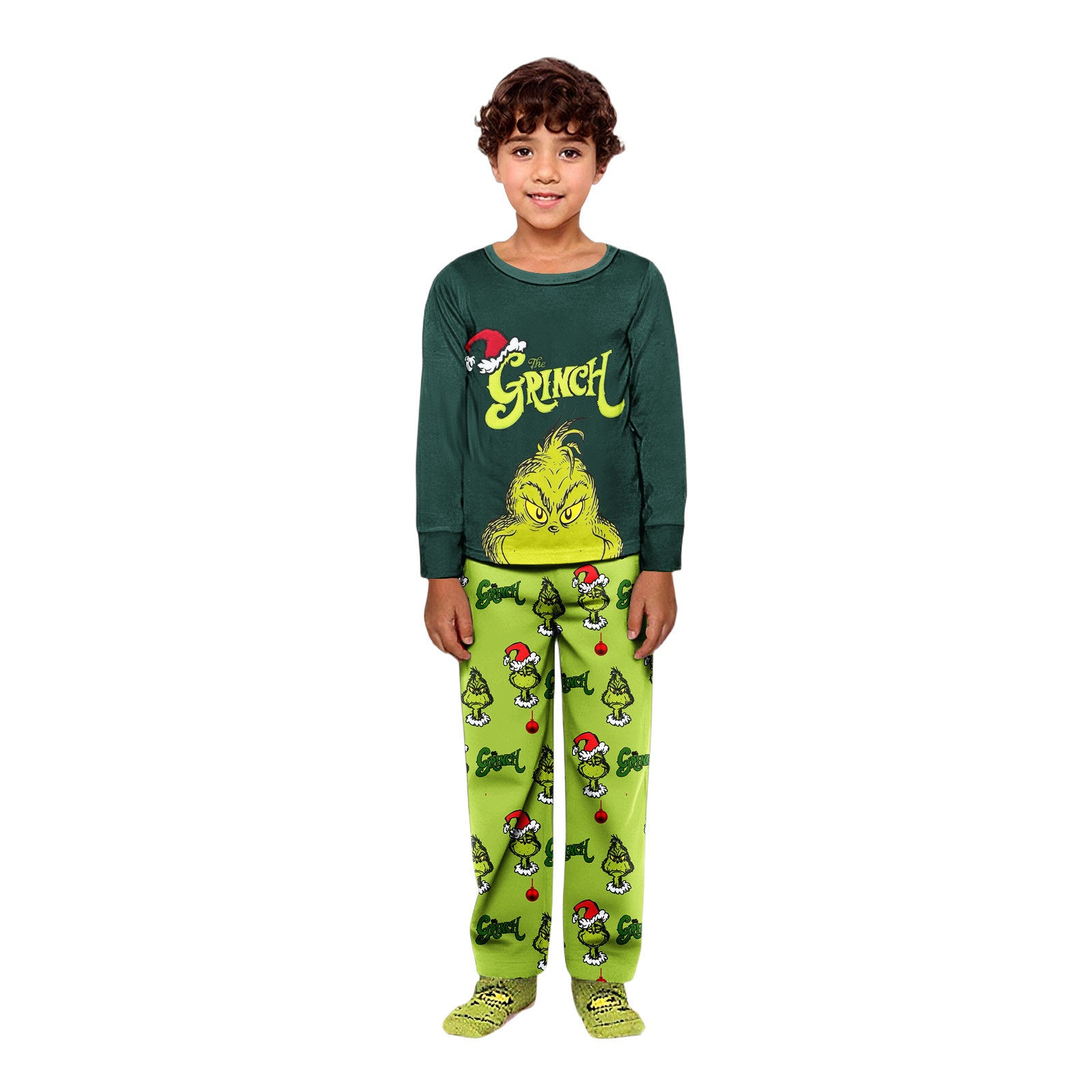 Cute Green Grinch Matching Family Christmas Pajamas