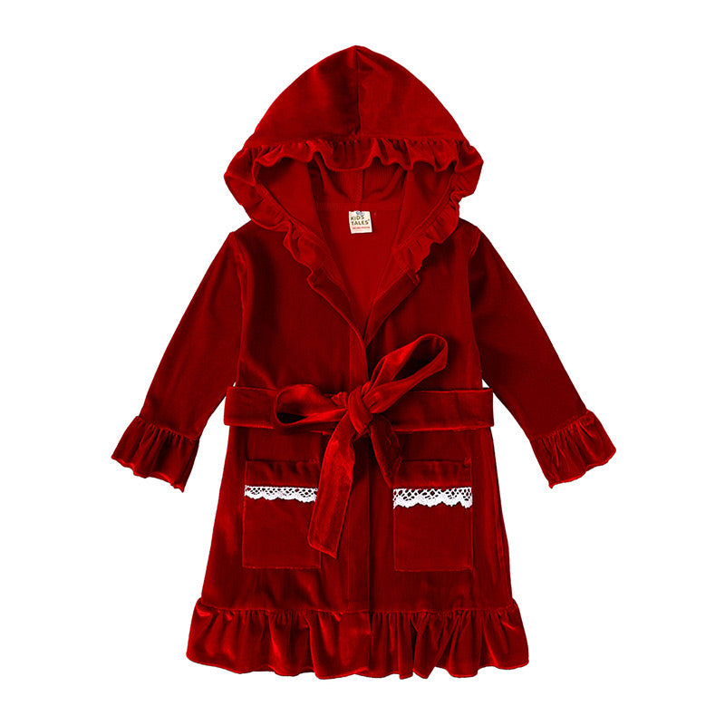 Red Velvet Christmas Pajamas Flat Lay – Complete Matching Family Set