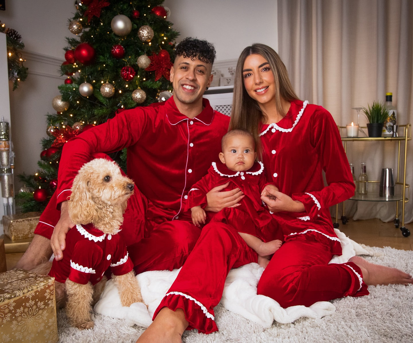 Red Velvet Family Christmas Pajamas – Adults and Kids Matching Holiday Sleepwear Lifestyle