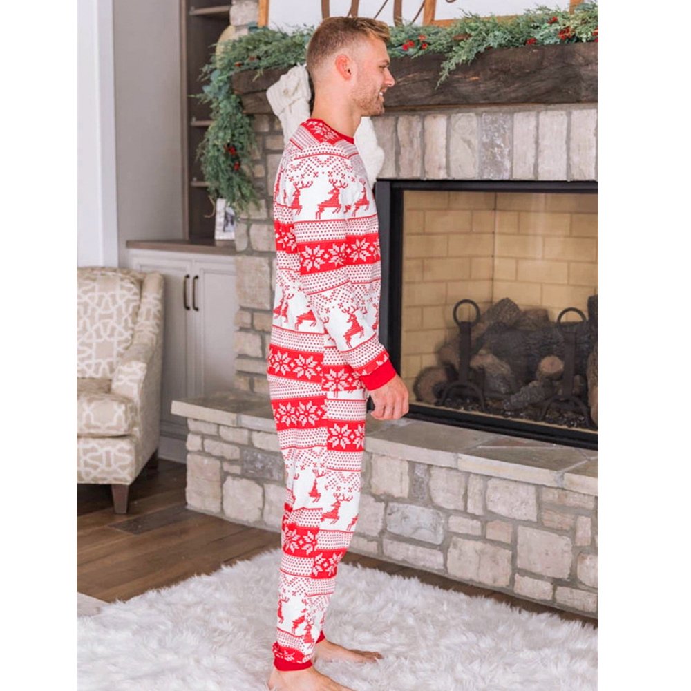 	Reindeer Snowflake Christmas Pajamas Fabric – Soft Breathable Material for Family Holiday Sleepwear
