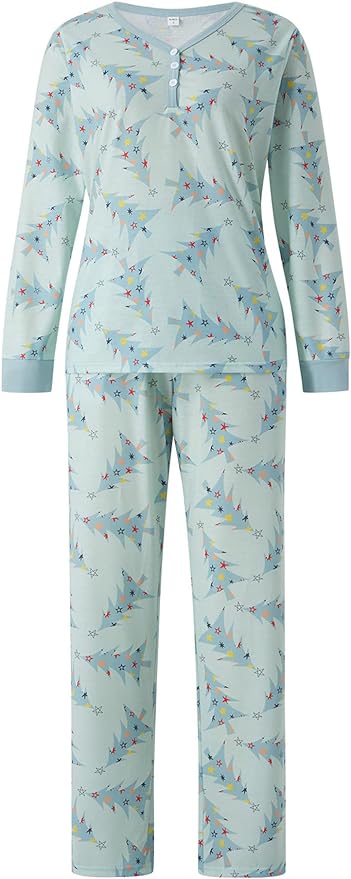 Snug Christmas Holly Trees Pajamas Print Detail – Festive Holiday Holly Tree Print Close-Up