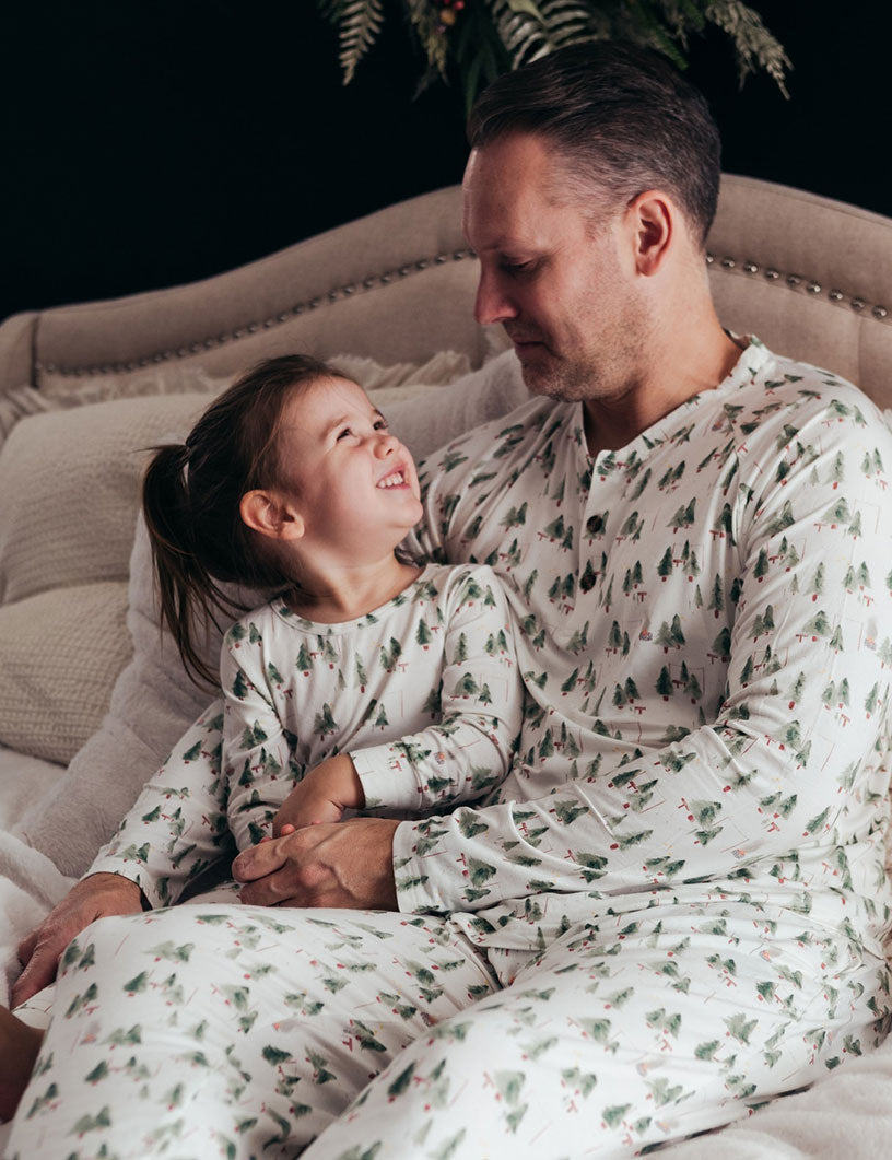 White Little Christmas Tree Pajamas Men – Adults Matching Holiday Sleepwear