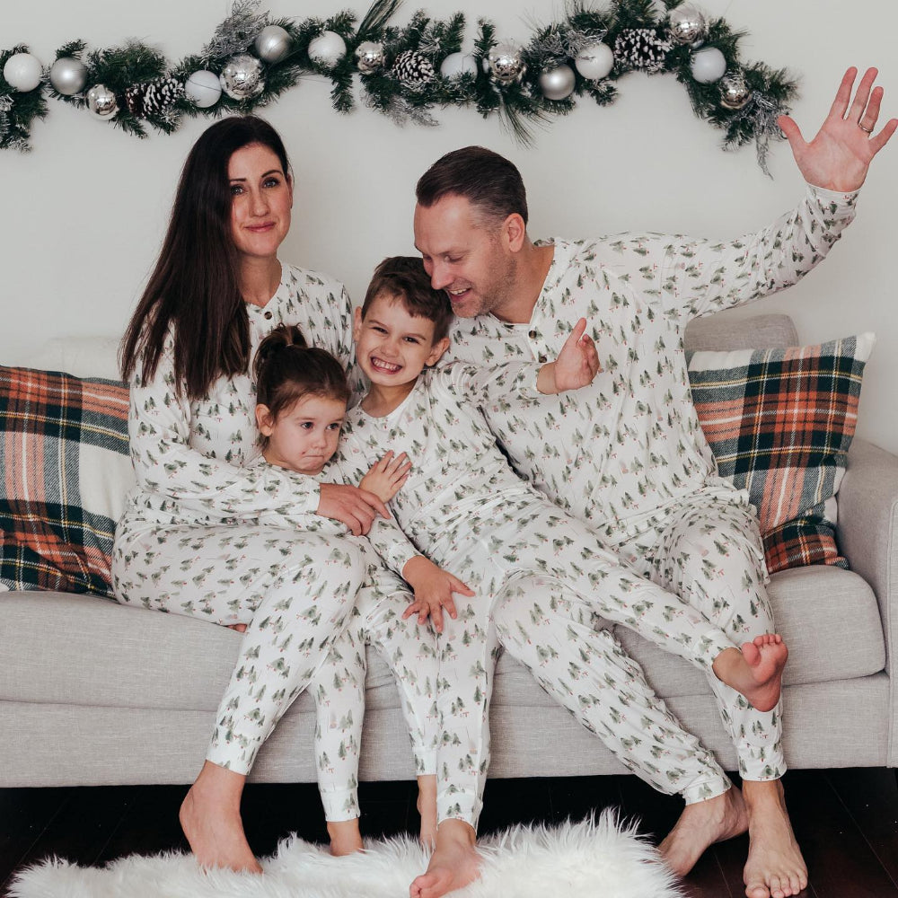White Little Christmas Tree Pajamas Women – Adults Matching Holiday Sleepwear