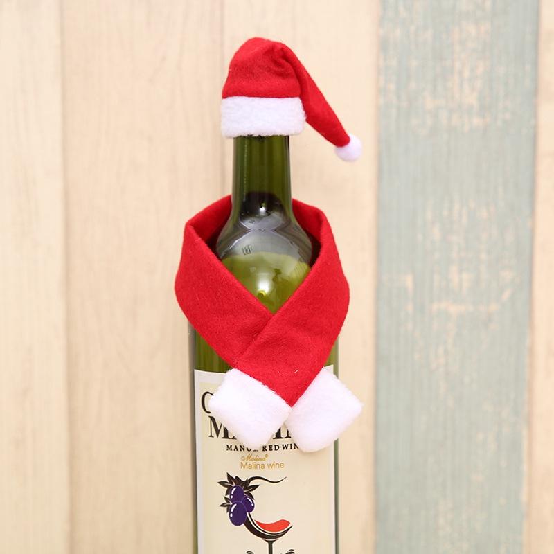4-piece Christmas Creative Scarf and Hat Bottle Decor