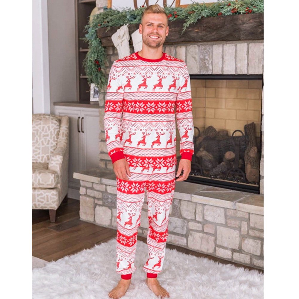Reindeer Print Stitching Matching Family Christmas Pajamas