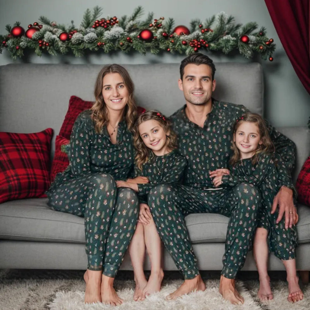 Green Christmas Tree Matching Family Christmas Pajamas-Dog Pajamas Included