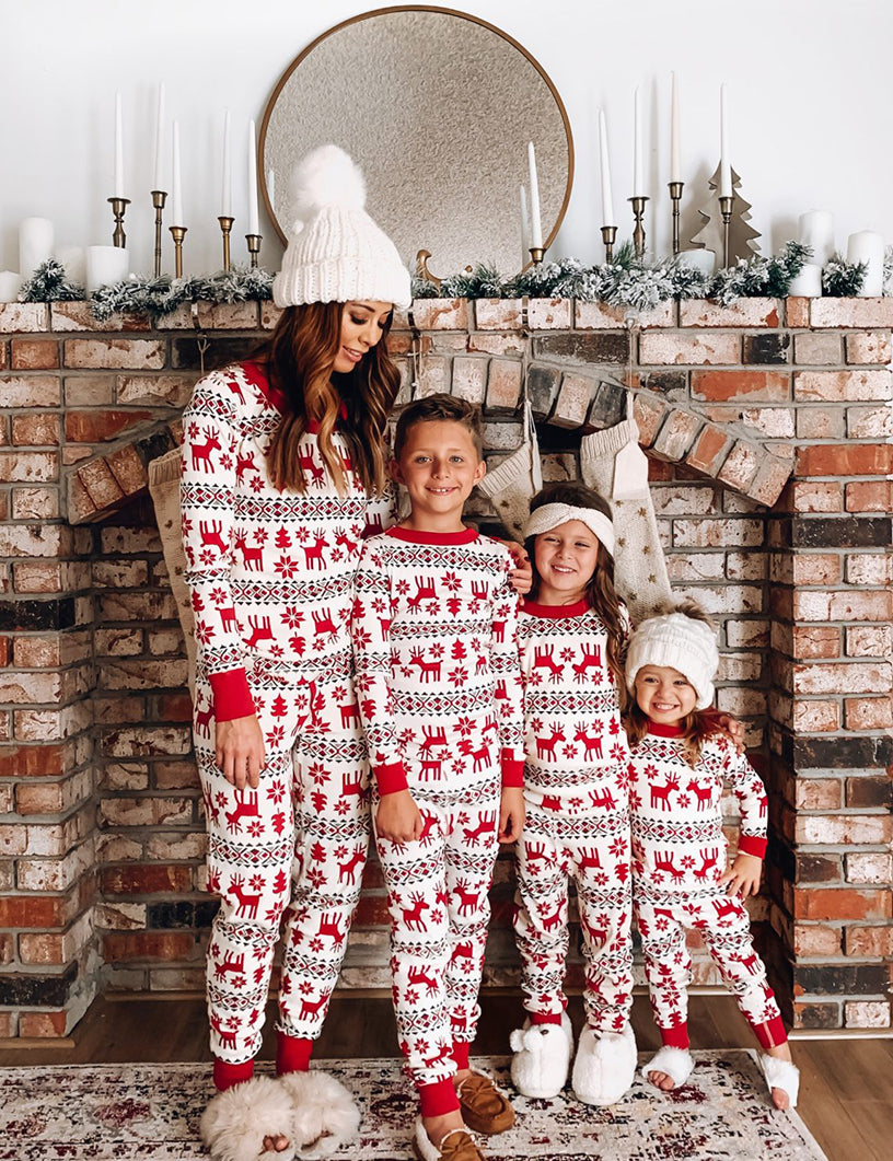 Christmas Deer Matching Family Christmas Pajamas with Dog Set – Holiday Sleepwear Main View