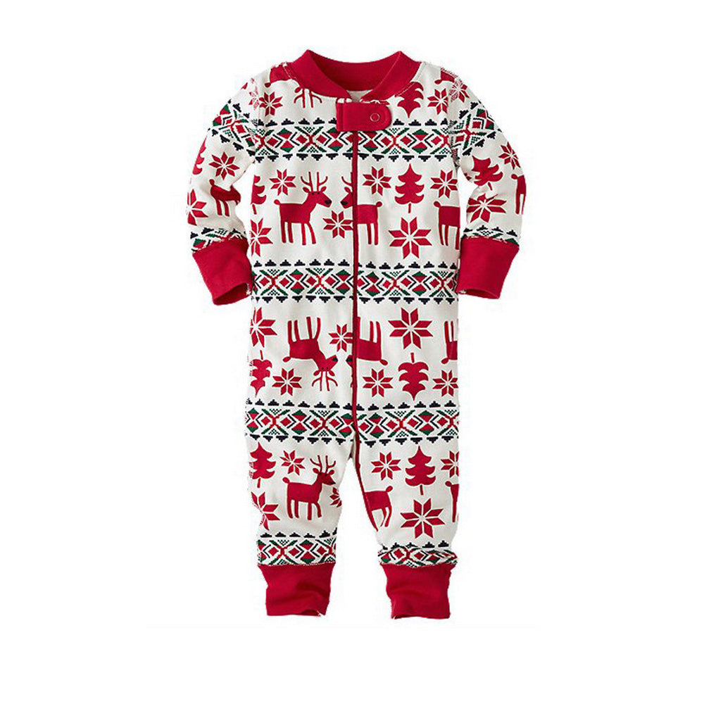 Christmas Deer Snowflake Pajamas Flat Lay – Complete Matching Family and Dog Set