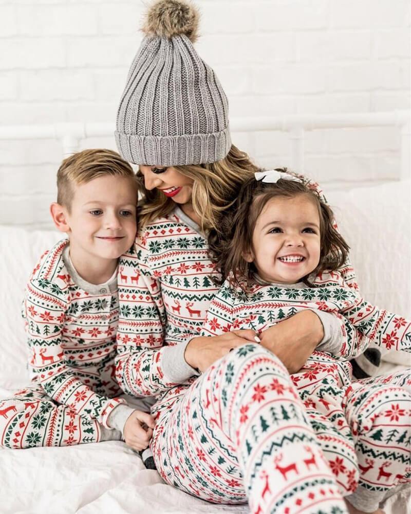 Christmas Tree Reindeer Family Christmas Pajamas – Adults and Kids Matching Holiday Sleepwear