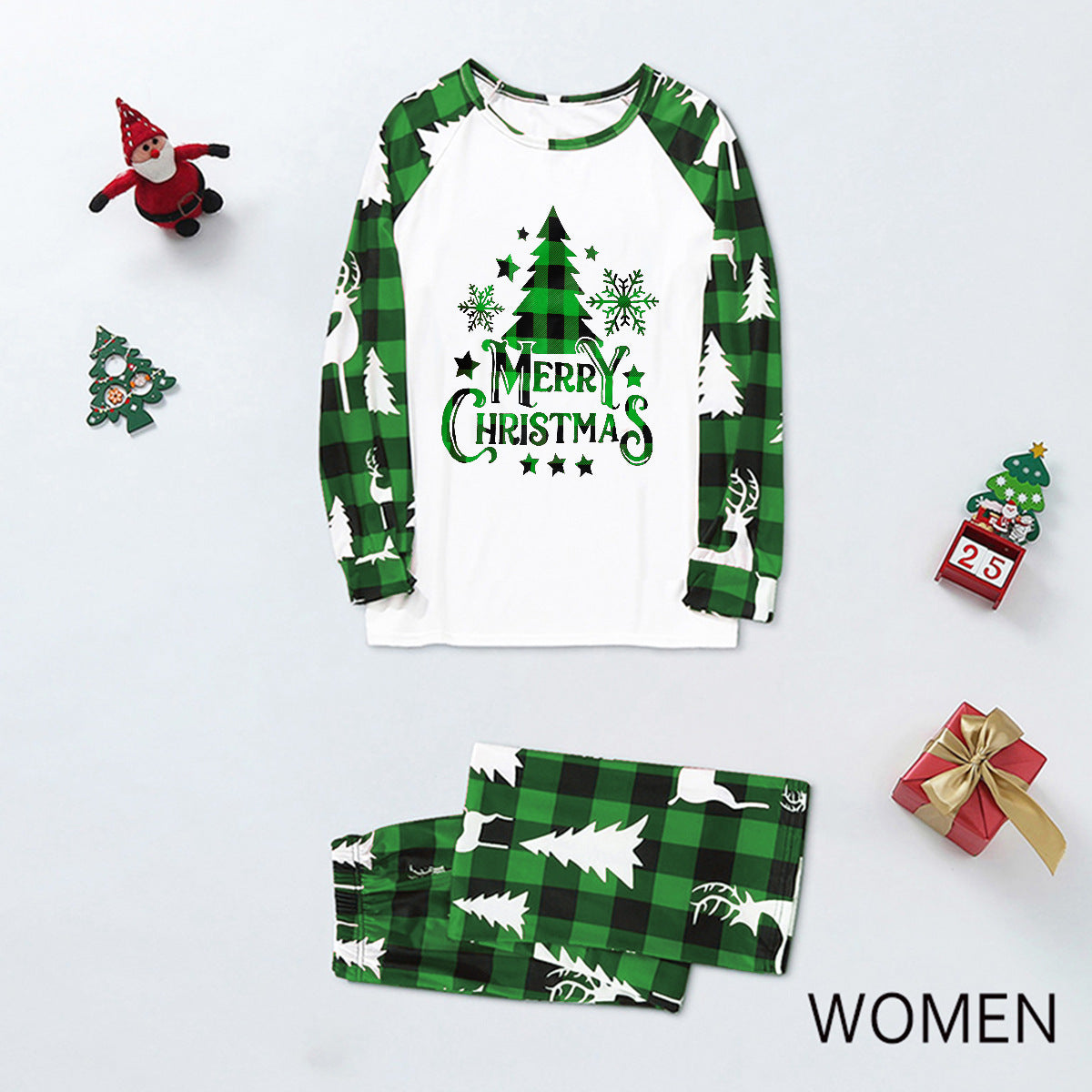 Green Plaid Christmas Tree Kids Pajamas – Matching Holiday Sleepwear for Boys and Girls