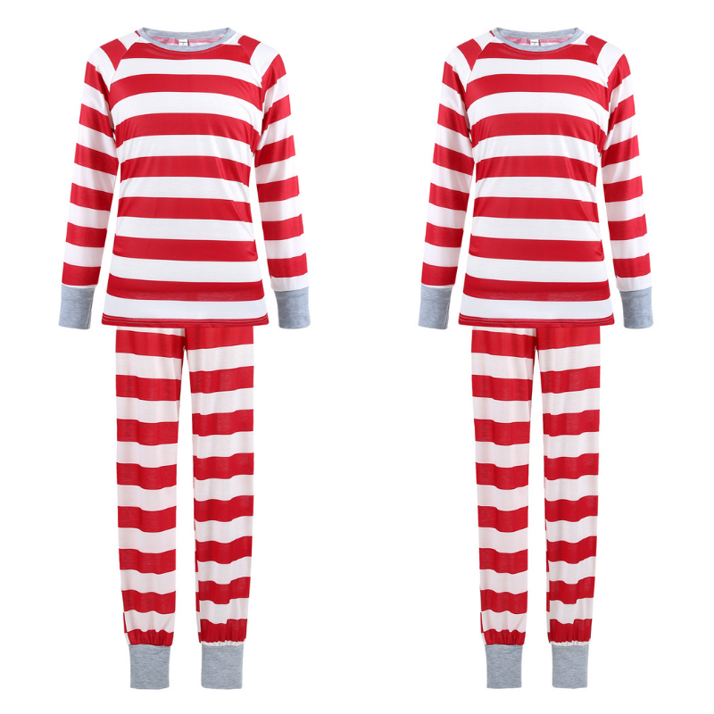 Red and White Stripe Kids Christmas Pajamas – Matching Holiday Sleepwear for Boys and Girls